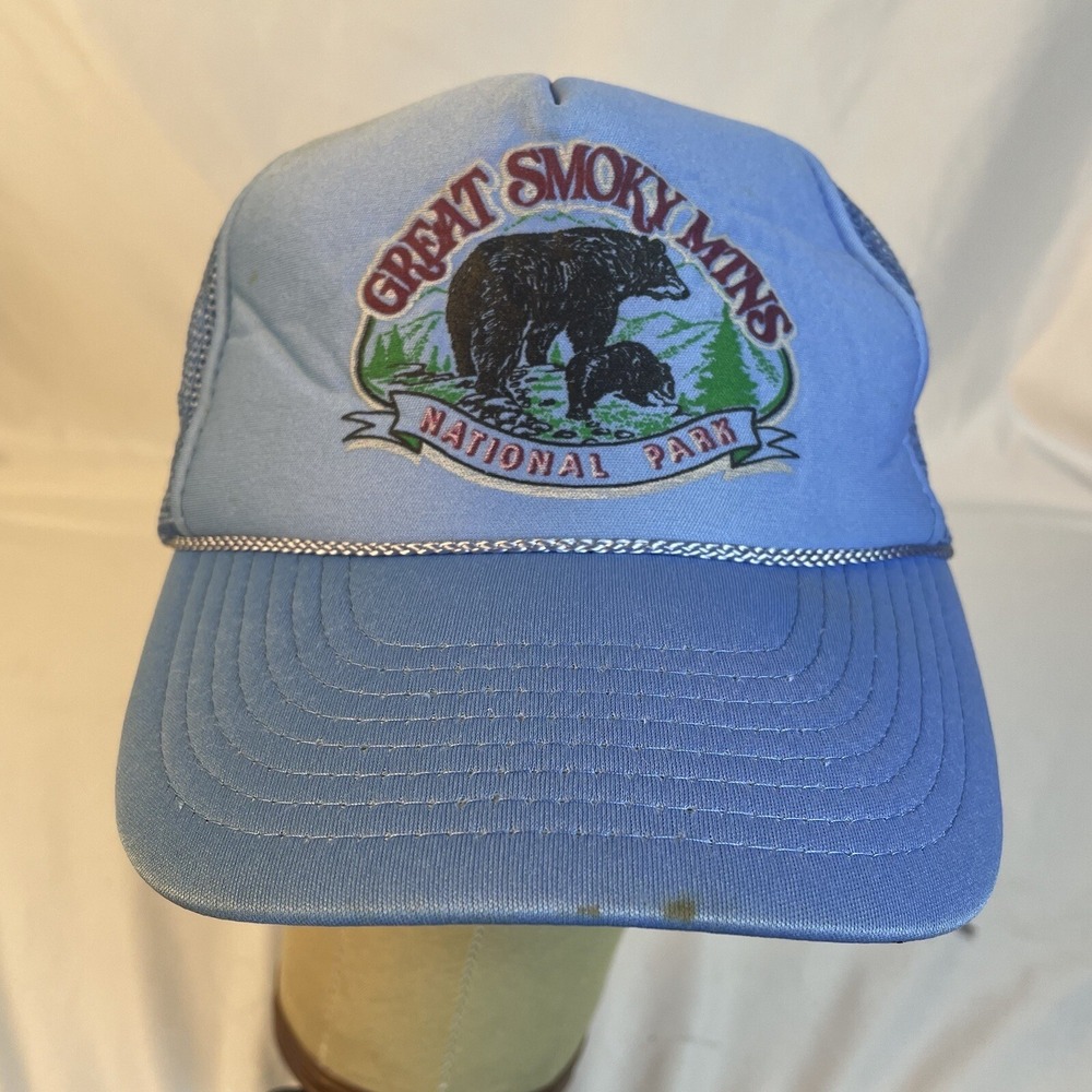 Vintage Great Smokey Mountains Adjustable Nissun Trucker Hat Cap Mesh SnapBack